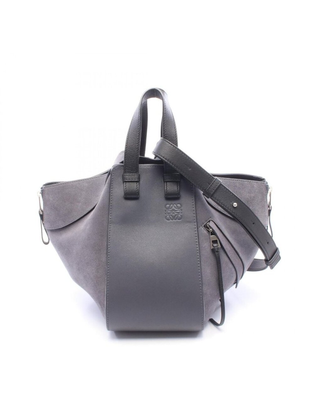 Loewe Handbag Hammock Small 2-Way Gray Suede Leather